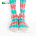 Knee high diamond pattern colorful festive girl's socks